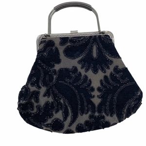 Shakeels Concepts Vintage Black Beaded Kiss Lock Hand/ Shoulder Evening Bag